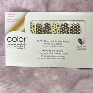 3/$10 - Color Street Nail Polish Strips with Black and Gold Star Design
